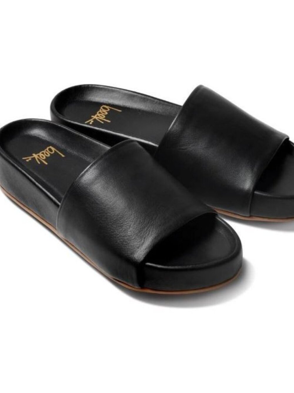 NEW w/Box Beek Pelican Leather Platform Sandals Black Size 9